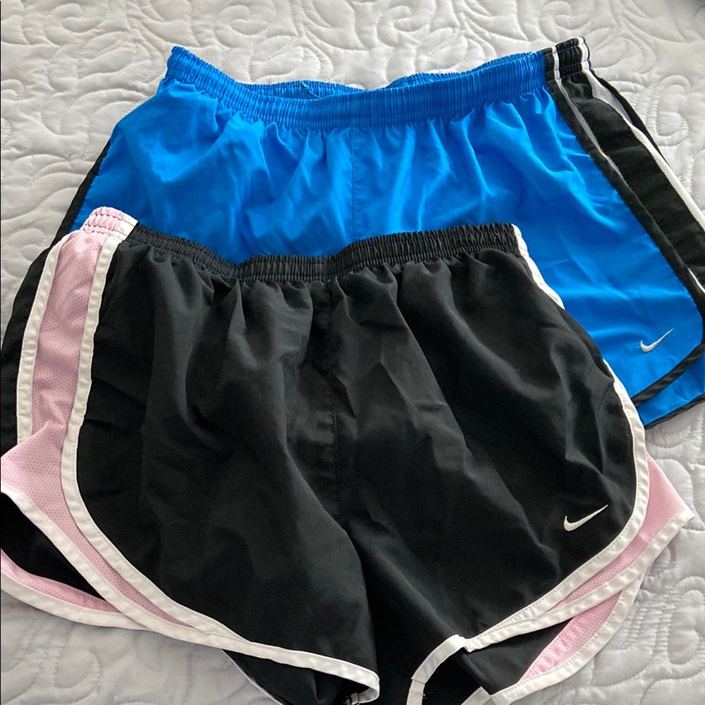 Nike Women's Black and Blue Athletic Shorts